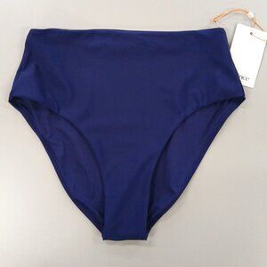 Quince Italian High Rise Bikini Bottom Women's Size XS Navy Blue Swimwear Beach